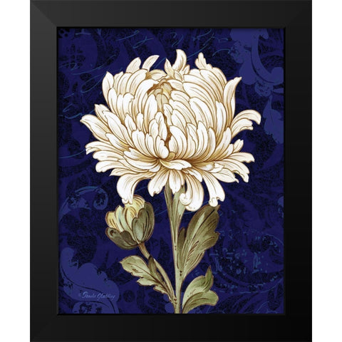Damask Chrysanthemum Black Modern Wood Framed Art Print by Gladding, Pamela