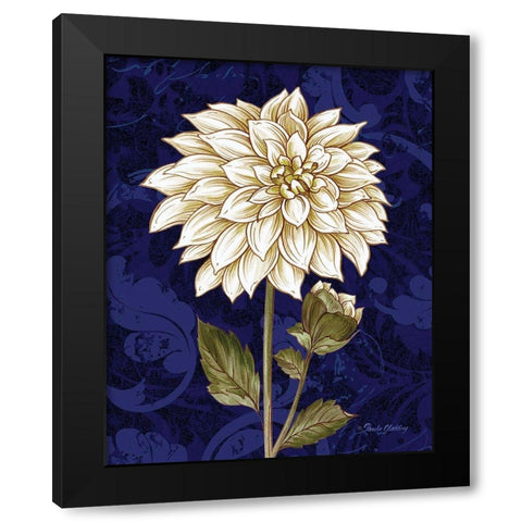 Damask Dahlia Black Modern Wood Framed Art Print by Gladding, Pamela