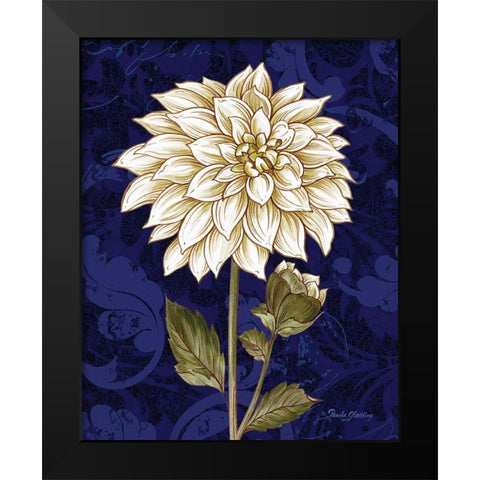 Damask Dahlia Black Modern Wood Framed Art Print by Gladding, Pamela