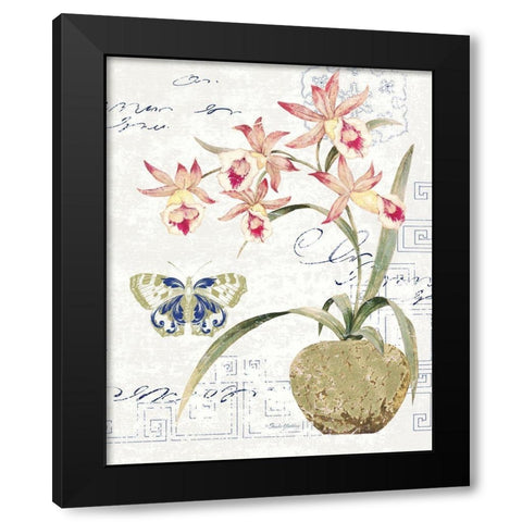 Orchid II Black Modern Wood Framed Art Print with Double Matting by Gladding, Pamela