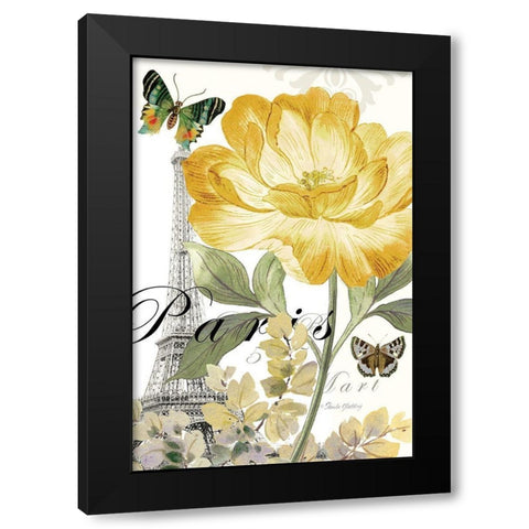 Paris Peony Black Modern Wood Framed Art Print with Double Matting by Gladding, Pamela