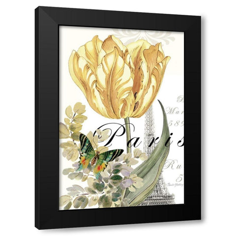 Paris Tulip Black Modern Wood Framed Art Print with Double Matting by Gladding, Pamela