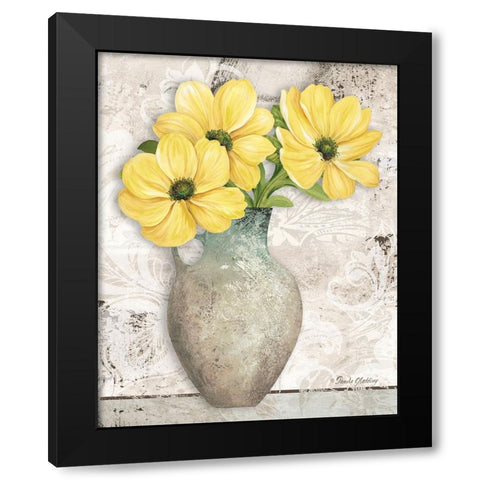 Yellow Cosmos Black Modern Wood Framed Art Print with Double Matting by Gladding, Pamela