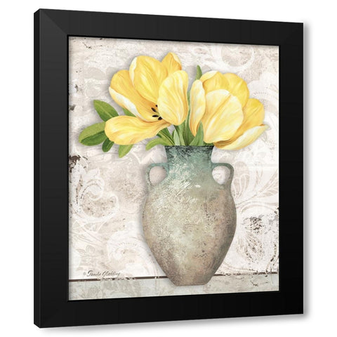 Yellow Tulips Black Modern Wood Framed Art Print with Double Matting by Gladding, Pamela