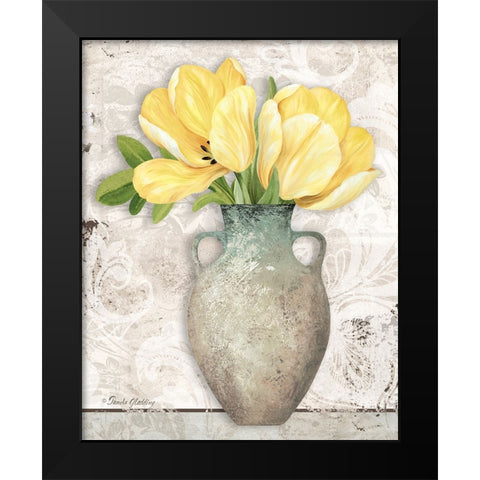 Yellow Tulips Black Modern Wood Framed Art Print by Gladding, Pamela