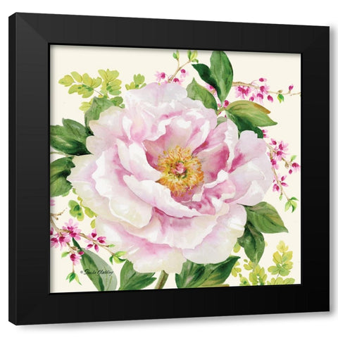 Hoh Peony I Black Modern Wood Framed Art Print with Double Matting by Gladding, Pamela