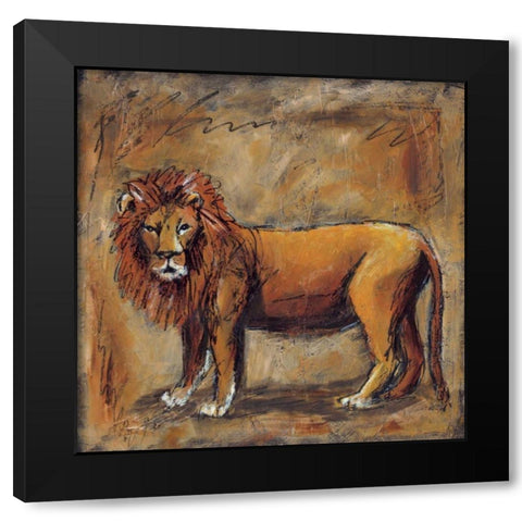 Safari Lion Black Modern Wood Framed Art Print with Double Matting by Gamel, Tara