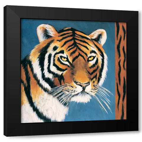 Exotic Tiger Black Modern Wood Framed Art Print with Double Matting by Gamel, Tara