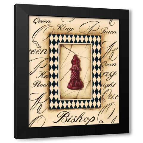 Chess Bishop Black Modern Wood Framed Art Print with Double Matting by Gorham, Gregory