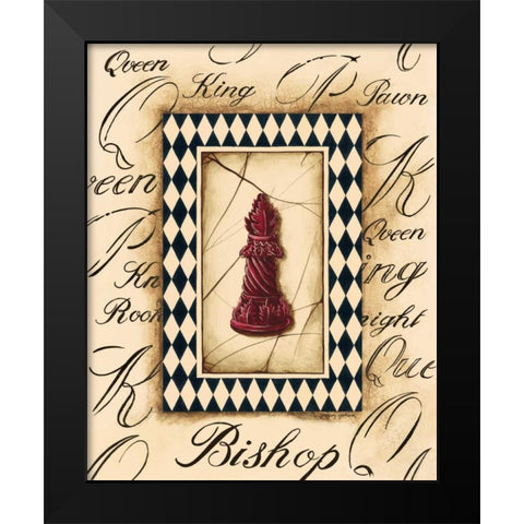 Chess Bishop Black Modern Wood Framed Art Print by Gorham, Gregory