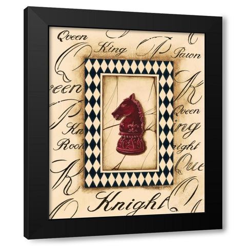 Chess Knight Black Modern Wood Framed Art Print with Double Matting by Gorham, Gregory