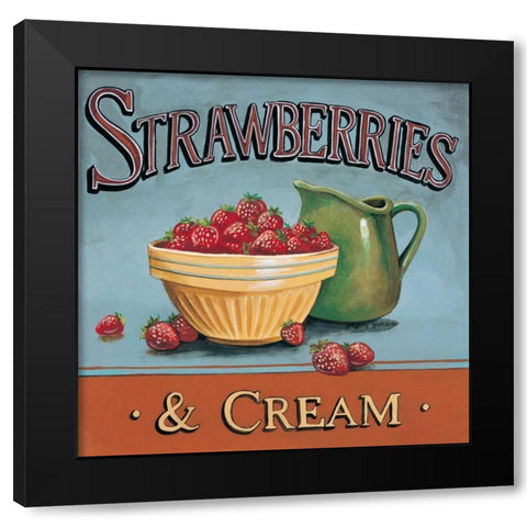 Strawberries and Cream Black Modern Wood Framed Art Print by Gorham, Gregory