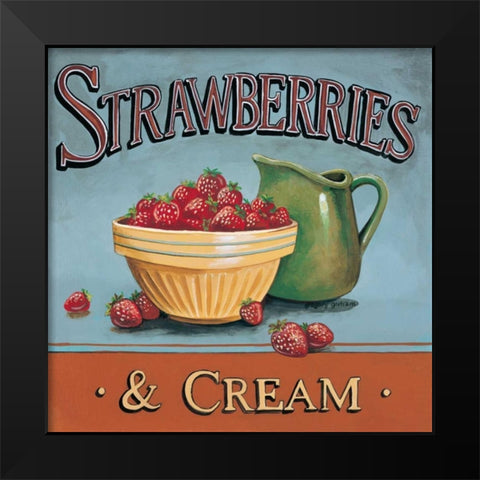 Strawberries and Cream Black Modern Wood Framed Art Print by Gorham, Gregory