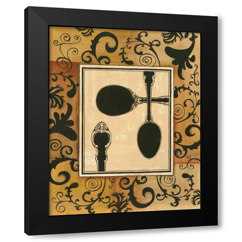 Spoons Black Modern Wood Framed Art Print with Double Matting by Gorham, Gregory