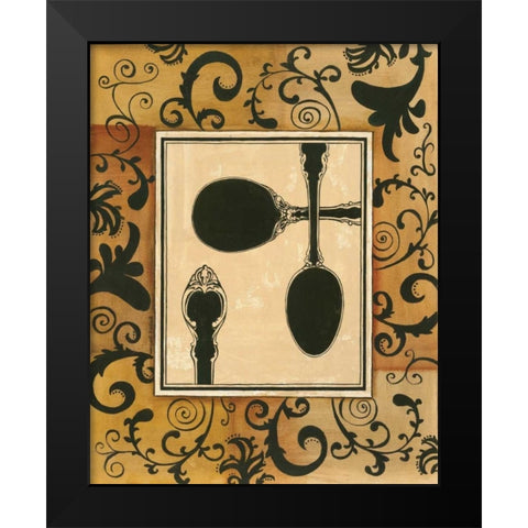 Spoons Black Modern Wood Framed Art Print by Gorham, Gregory