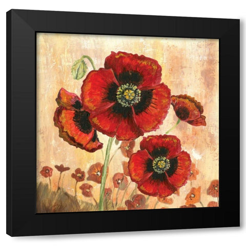 Big Red Poppies I Black Modern Wood Framed Art Print with Double Matting by Gorham, Gregory