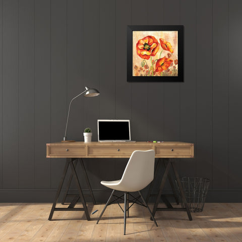 Big Red Poppies II Black Modern Wood Framed Art Print by Gorham, Gregory