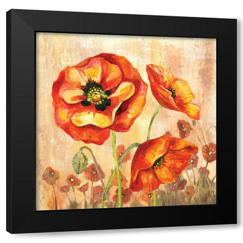 Big Red Poppies II Black Modern Wood Framed Art Print by Gorham, Gregory