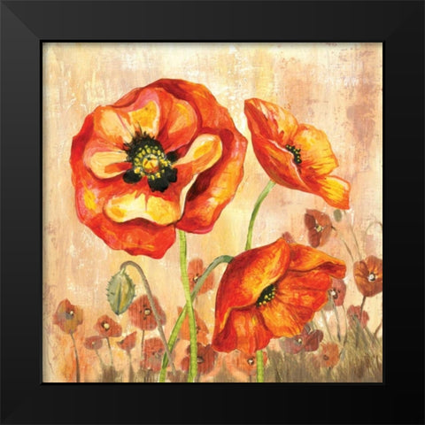 Big Red Poppies II Black Modern Wood Framed Art Print by Gorham, Gregory