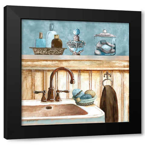 Blue Bath II Black Modern Wood Framed Art Print with Double Matting by Gorham, Gregory