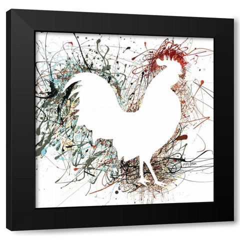 Party Rooster I Black Modern Wood Framed Art Print with Double Matting by Gorham, Gregory