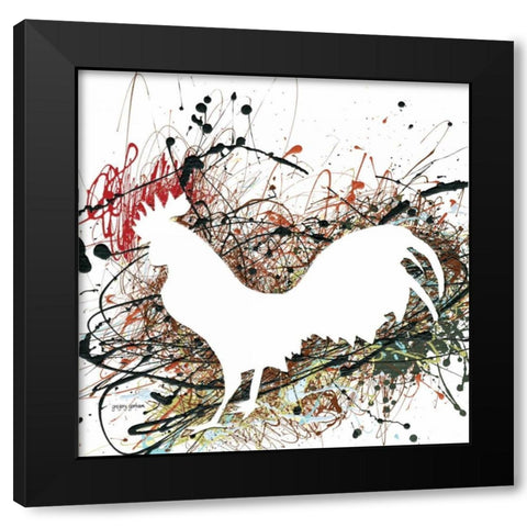 Party Rooster II Black Modern Wood Framed Art Print by Gorham, Gregory