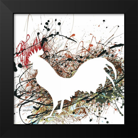 Party Rooster II Black Modern Wood Framed Art Print by Gorham, Gregory