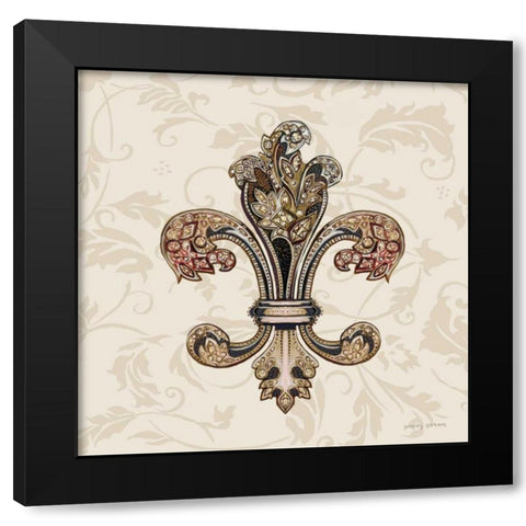 Fleur de Lis Motif I Black Modern Wood Framed Art Print with Double Matting by Gorham, Gregory