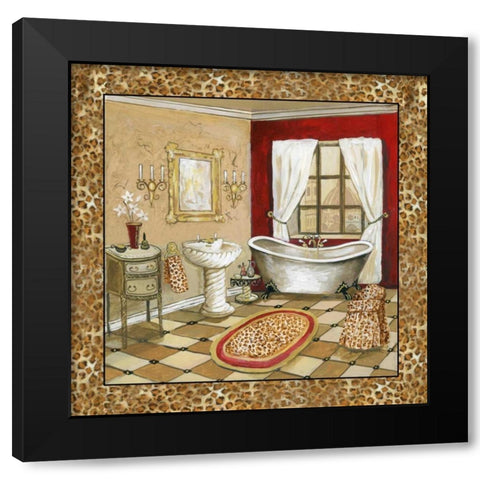 Leopard Florentine Bath II Black Modern Wood Framed Art Print with Double Matting by Gorham, Gregory