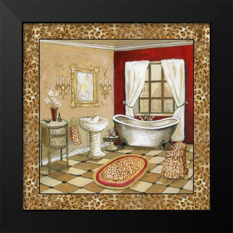 Leopard Florentine Bath II Black Modern Wood Framed Art Print by Gorham, Gregory