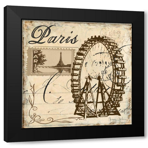 Paris Collage Sq III Black Modern Wood Framed Art Print with Double Matting by Gorham, Gregory