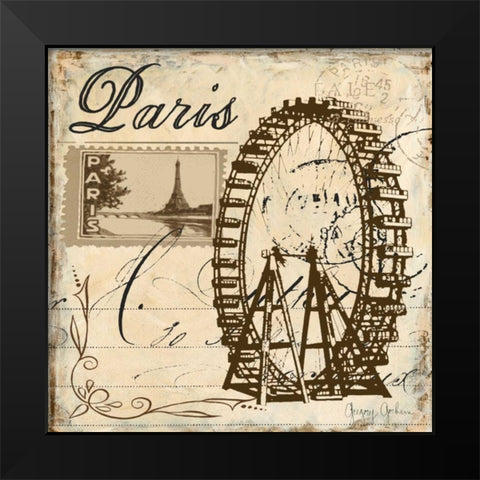 Paris Collage Sq III Black Modern Wood Framed Art Print by Gorham, Gregory