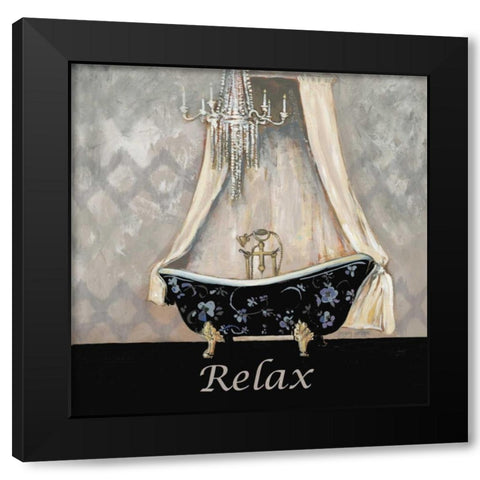 Ikat Bath Relax Black Modern Wood Framed Art Print by Gorham, Gregory