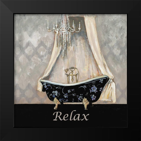 Ikat Bath Relax Black Modern Wood Framed Art Print by Gorham, Gregory