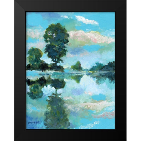 Lacamas Lake Black Modern Wood Framed Art Print by Gorham, Gregory