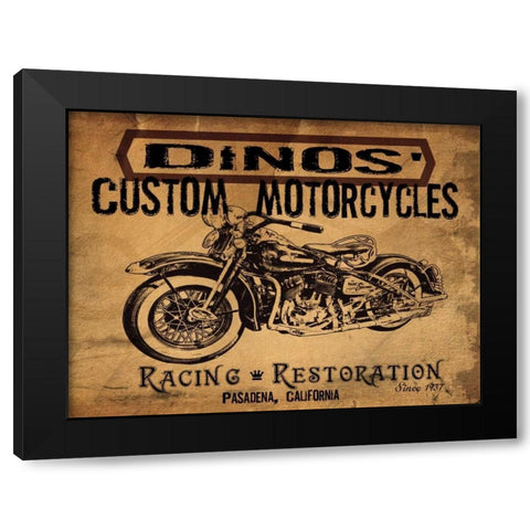 Dinos Motorcycles Black Modern Wood Framed Art Print with Double Matting by Giacopelli, Jason