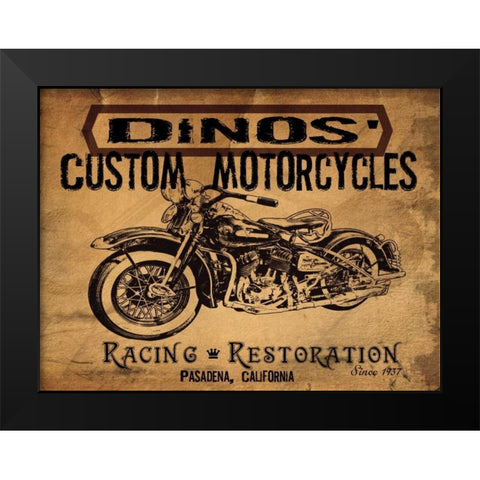 Dinos Motorcycles Black Modern Wood Framed Art Print by Giacopelli, Jason