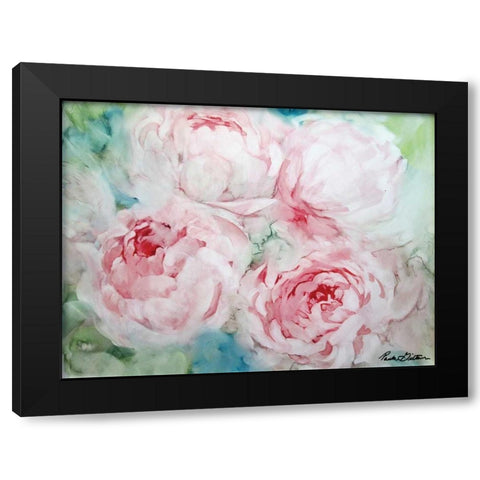 Pink Peonies I Black Modern Wood Framed Art Print with Double Matting by Giltner, Paula