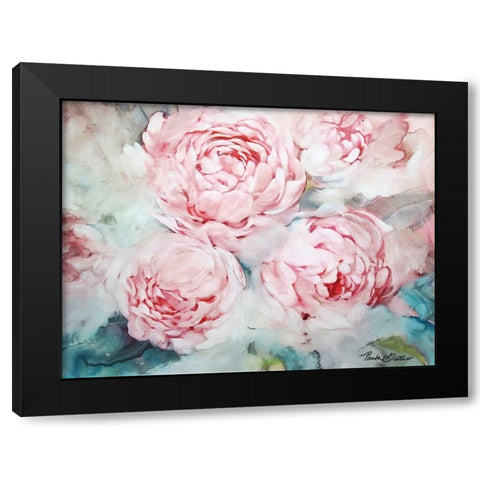 Pink Peonies II Black Modern Wood Framed Art Print with Double Matting by Giltner, Paula