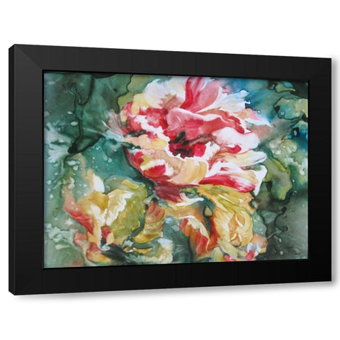 Parrot Tulips II Black Modern Wood Framed Art Print with Double Matting by Giltner, Paula