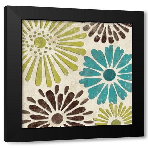 Stencil Flowers I Black Modern Wood Framed Art Print by Harbick, N