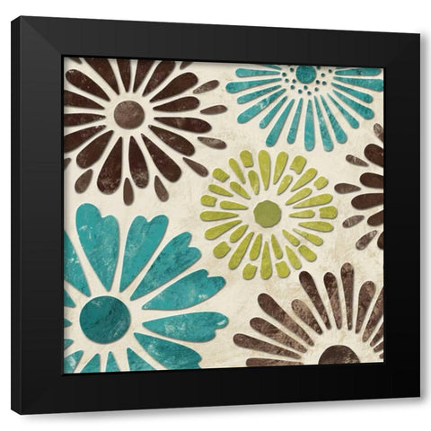 Stencil Flowers II Black Modern Wood Framed Art Print with Double Matting by Harbick, N