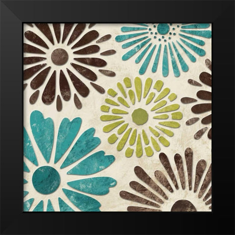 Stencil Flowers II Black Modern Wood Framed Art Print by Harbick, N