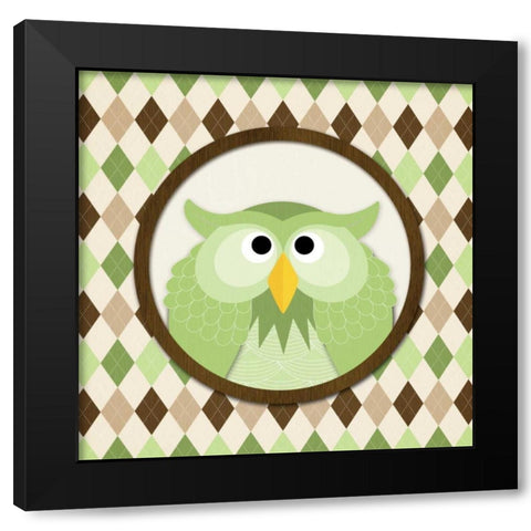 O is for Owl III Black Modern Wood Framed Art Print with Double Matting by Harbick, N