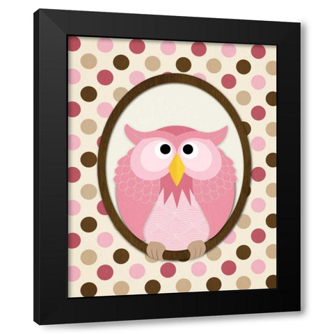 Sitting Owl II Black Modern Wood Framed Art Print by Harbick, N