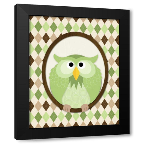 Sitting Owl III Black Modern Wood Framed Art Print by Harbick, N