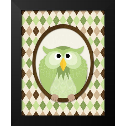 Sitting Owl III Black Modern Wood Framed Art Print by Harbick, N