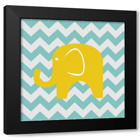 Chevron Elephant Black Modern Wood Framed Art Print with Double Matting by Harbick, N
