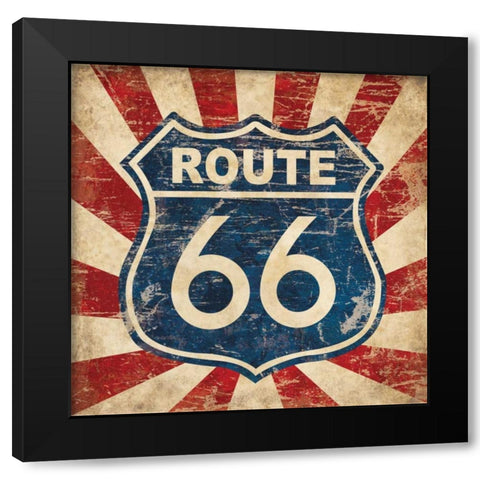 Route 66 I Sq Black Modern Wood Framed Art Print with Double Matting by Harbick, N