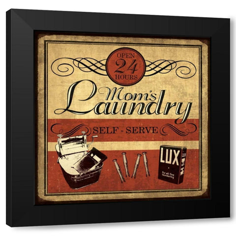 Self Serve Laundry Sq Black Modern Wood Framed Art Print by Harbick, N